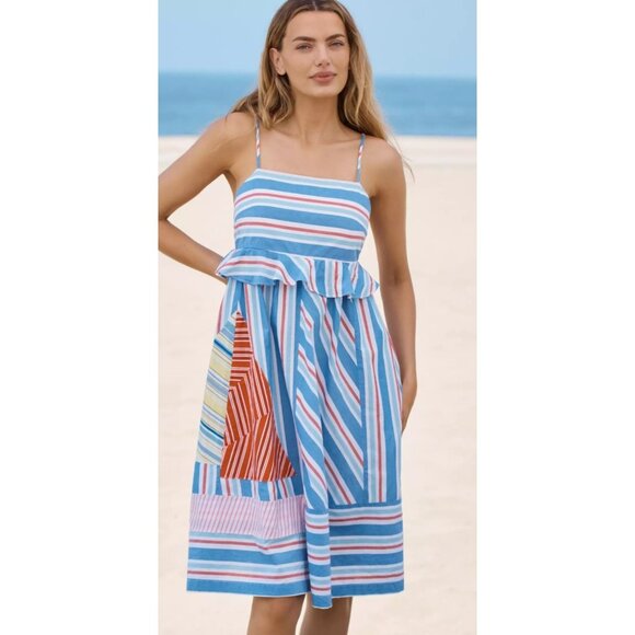 NWT Anthropologie Celandine Sleeveless Square-Neck Blue Sail Boat Dress Small - Picture 1 of 15